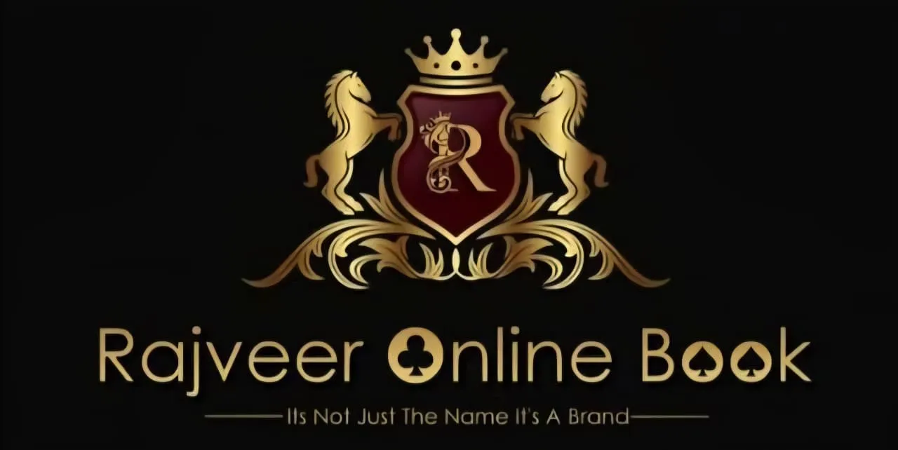 Rajveer Online Book logo: a gold crest with a crown and two horses above the words Rajveer Online Book