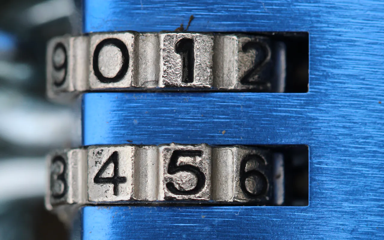 Close-up of a combination padlock